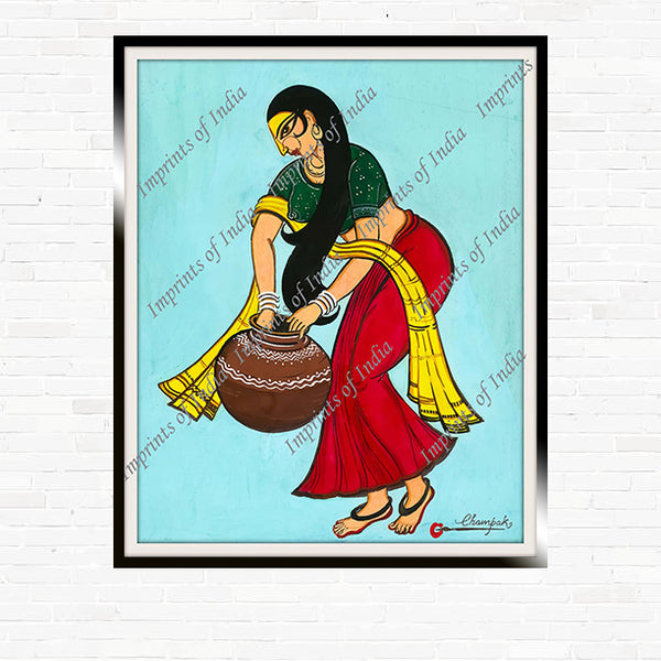 Indian Woman carrying an Earthen Pot