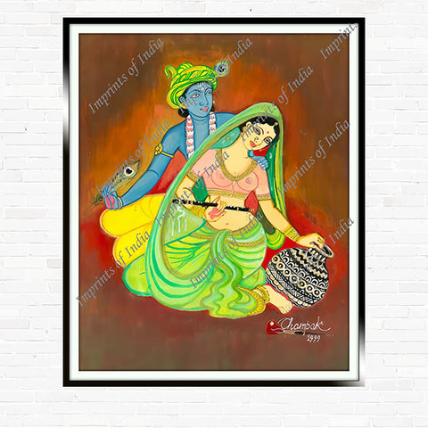 Hindu God Krishna, with his beloved Radha