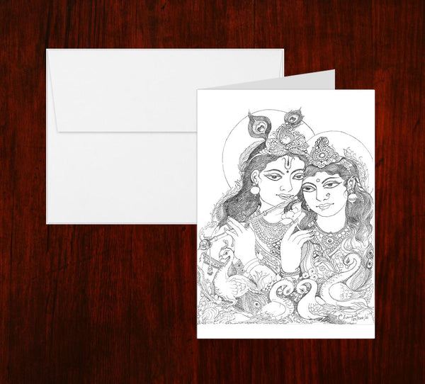 Radha Krishna Sketch Greeting Card