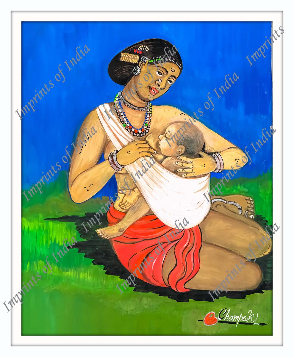 tribal mother and child. The Tribe shown here is the Maria Tribe from Central India.