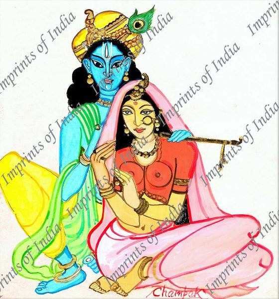 Hindu God Krishna, with his beloved Radha