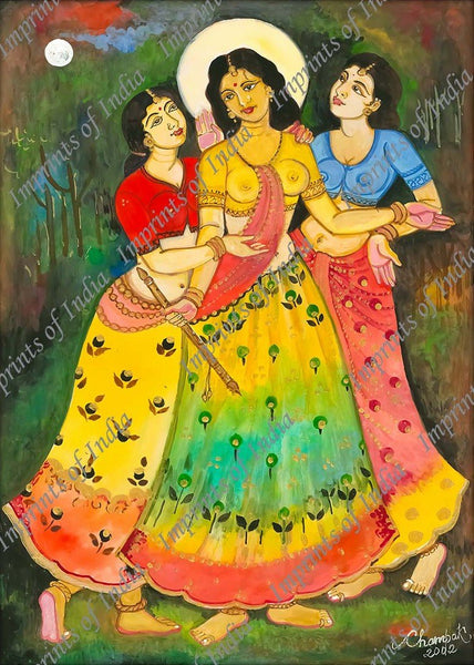 Radha and her Friends in Vrindavan